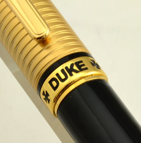 Duke Gold Medal Fountain Pen - Matte Gold Cap, Blue Marble Italian